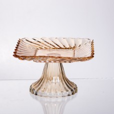 Тортівниця скляна квадратна на ніжці, 16×16 см Коричнева 64486-18