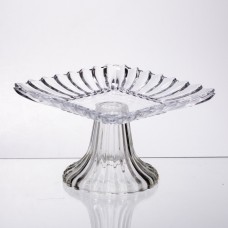 Тортівниця скляна квадратна на ніжці, прозора підставка для торта, десертів, сервірування столу 16×16 см 64486-16