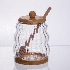 Медовниця скляна з кришкою та ложкою 320 (мл) медовниця баночка для зберігання меду 64486-9