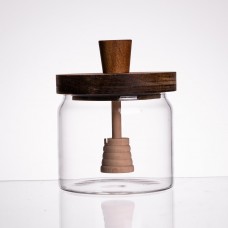 Медовниця скляна з кришкою та ложкою 400 (мл) медовниця баночка для зберігання меду 64486-1