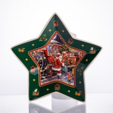 Сервірувальне новорічне блюдо для закусок Santa 25,5 (см) з порцеляни HP-SDHK-20