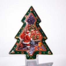 Сервірувальне новорічне блюдо для закусок з порцеляни Santa 29×24×2 (см) HP-SDHK-18