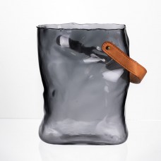 Подарункова скляна ваза сумочка з ручкою 18×9×25 (см) декоративна Сірий HP-19-157-2