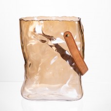 Подарункова скляна ваза сумочка з ручкою 18×9×25 (см) декоративна ваза 2.8 (л) для квітів Коричневий HP-19-157-1