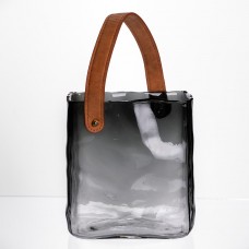 Скляна ваза сумочка з ручкою 16×8×18.5 (см) декоративна Сірий HP-19-156-2