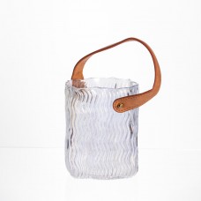 Ваза сумочка з ручкою 12×8.5×16 (см) декоративна скляна ваза для квітів 800 (мл) Прозорий HP-19-154-3