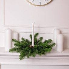 Штучний підсвічник вінок Новорічний з декором зелений на 1 свічку SOK-O-1