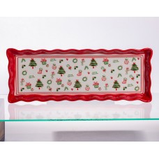 Сервірувальне новорічне блюдо для закусок Merry Christmas 36,5×13×3 (см) з порцеляни CR-1-16