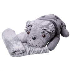 М'яка іграшка-подушка з пледом всередині Собака обіймашка 65 (см) Сірий Colorful Home 9527-40G