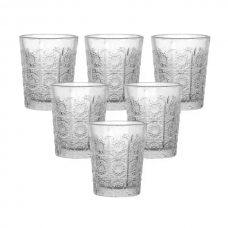 Набір скляних стаканів 6 шт по 50 мл з візерунком, прозорі HP-19-132