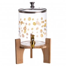 Лимонадниця з краном на дерев'яній підставці 3.6 л скляна лимонадниця диспенсер для напоїв HP-34-17