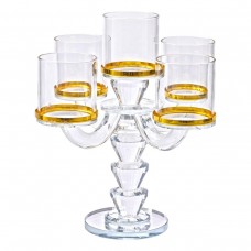 Канделябр на 5 свічок 19×19×23 см підсвічник скляний декоративний із золотою окантовкою HP-4-36