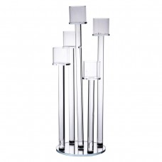 Підсвічник скляний на 5 свічок 20×56.5 см підсвічник декоративний прозорий на ніжці HP-4-16