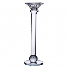 Підсвічник скляний на тонкій ніжці 9×34 см прозорий декоративний підсвічник на стіл HP-4-8M