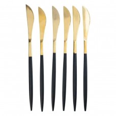 Набір столових ножів 6 штук ножі сервірувальні столові 22.5 см Чорний із золотом HP-20-6