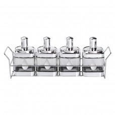 Набір банок для сипучих продуктів 4 штуки 350 мл скляні на підставці HP-1340