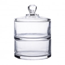 Цукерниця двоярусна скляна см з кришкою кругла кругла HP-YH-23