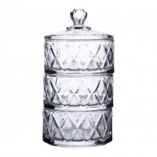 Цукерниця триярусна скляна з кришкою Ø 10.5 см HP-YH-19