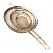 Набір ситечок 3 штуки для чаю, круп і борошна 8,14 і 20 см з нержавіючої сталі Золотистий HP-19-21