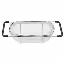 Друшляк сито на раковину для миття овочів та фруктів 36х25х10.5 см з нержавіючої сталі HP-19-18-L