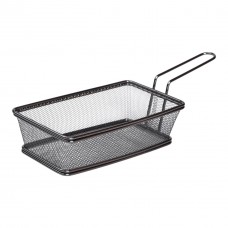 Кошик сервірувальний 21×11.5×5.5 см для подачі картоплі фрі та снеків з ручкою Чорний HP-19-11-B