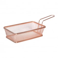 Кошик сервірувальний 21×11.5×5.5 см для подачі картоплі фрі та снеків з ручкою Рожевий HP-19-11-R