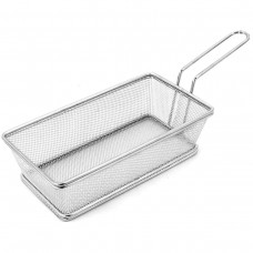 Кошик сервірувальний 21×11,5×5,5 см для подачі картоплі фрі та снеків з ручкою Срібляста HP-19-11