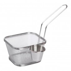 Кошик сервірувальний 13×11×7 см для подачі картоплі фрі та снеків з соусницею 50 мл HP-19-10-L