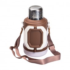 Термос Vacuum Cup 1.5 літра з ремінцем і складною ручкою коричневий HP-14-21V