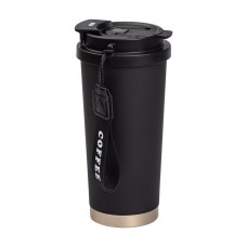 Термочашка Coffee з нержавіючої сталі з ремінцем 500 мл чорна HP-14-17B