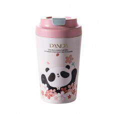 Термочашка Panda з порцелянаовою колбою 380 мл Рожева HP-14-12P