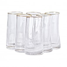 Набір стаканів високих 6 штук по 600 мл із золотим обідком HP-16-19