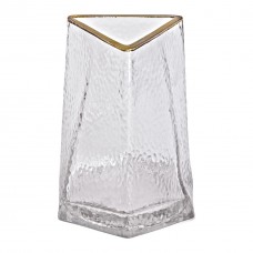 Скляна ваза для квітів, декоративний трикутник із золотою облямівкою, 16 см HP-1709