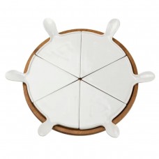 Тарілка для піци 28 см порцелянова обертається, бамбукова основа HP1248