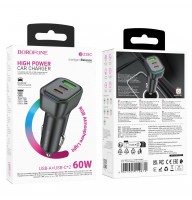 Автомобільний Зарядний Пристрій Borofone BZ28C 1USB/2USB-C QC/PD 60W Чорний