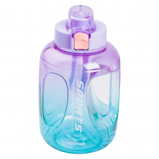 Пляшка для води спортивна 1,6 л пластикова з трубочкою з ремінцем 22 см Фіолетова HP-14-35V