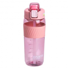 Пляшка для води 600 мл пляшка в школу для тренувань із трубочкою та ручкою 22 см Рожева HP-14-42P