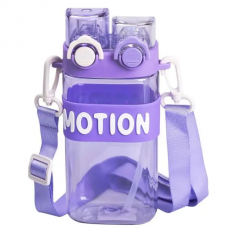 Пляшка для води з трубочкою 550 мл спортивна пластикова пляшка для тренувань Фіолетова HP-14-49V