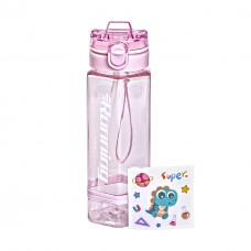 Пляшка для води 760 мл з трубочкою та наліпками рожева HP-14-48P