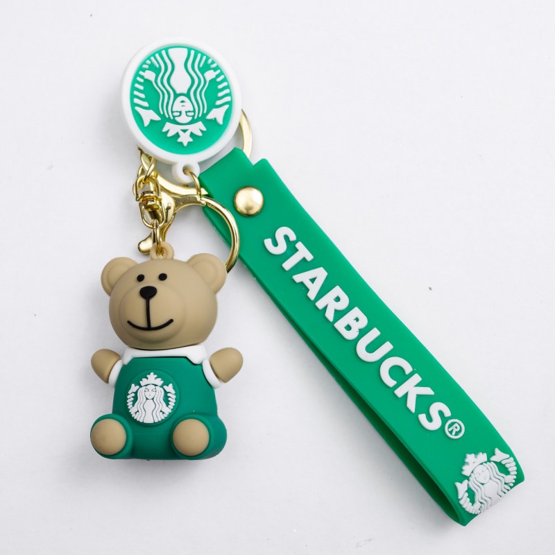 Дитячий брелок Ведмедик Старбакс 3,5×4,5 (см) для ключів, на сумку та рюкзак Зелений HP-55-26BGR