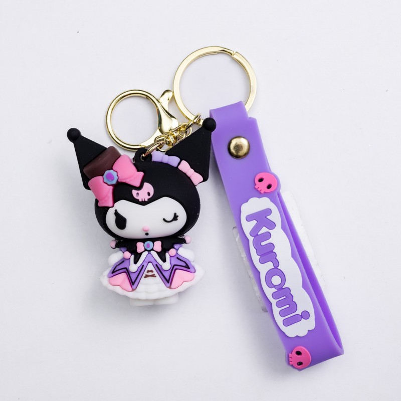 Дитячий брелок Kuromi 4,5×6 (см) для ключів, на сумку і рюкзак Чорний HP-55-25B