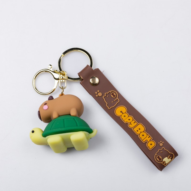 Дитячий брелок Капібара на черепасі 5×3×4 (см) для ключів, на сумку і рюкзак HP-55-24TURT