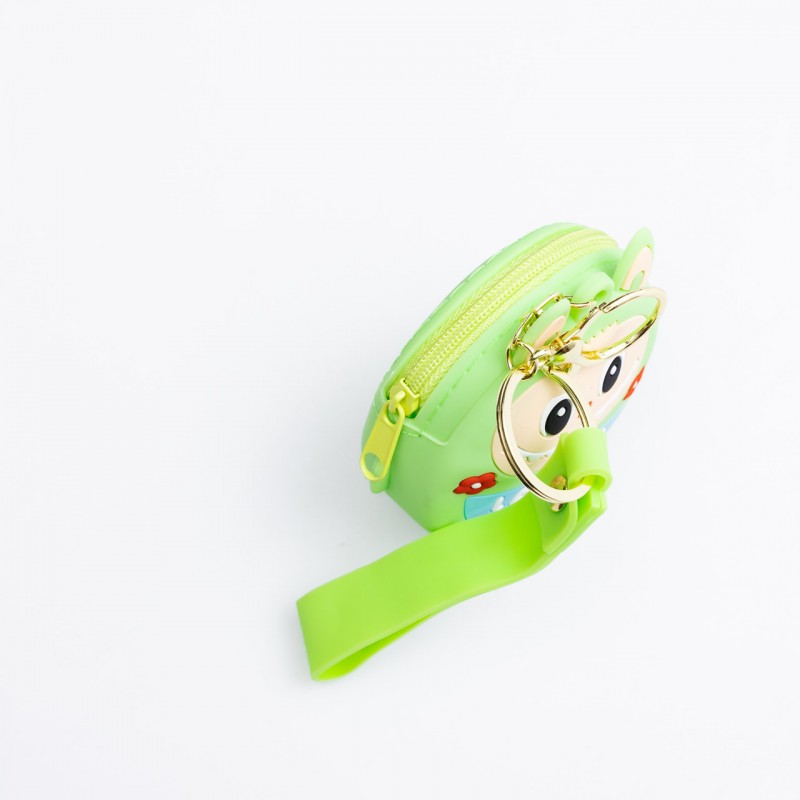 Дитячий гаманець-брелок Лабубу 7,5×7×2,5 (см з ремінцем і карабіном Зелений HP-55-15GR