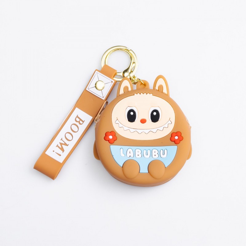 Дитячий гаманець-брелок Лабубу 7,5×7×2,5 (см з ремінцем і карабіном Бежевий HP-55-15BR