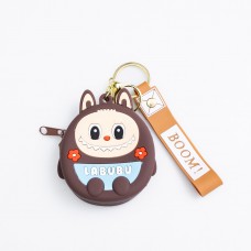 Дитячий гаманець-брелок Лабубу 7,5×7×2,5 (см з ремінцем і карабіном Коричневий HP-55-15B