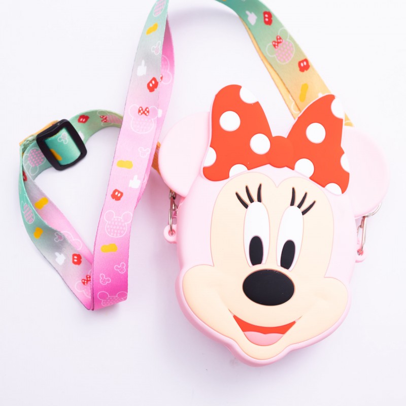 Дитяча силіконова сумка Мінні Маус 15×13×3 (см) через плече Рожевий HP-55-9P