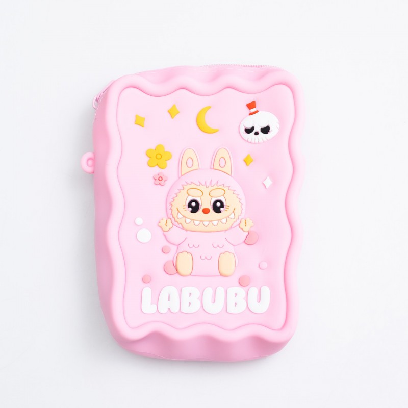 Дитяча силіконова сумка Лабубу 12.5×9×3.5 (см) через плече Рожева HP-55-7P