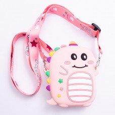 Дитяча силіконова сумка Динозавр 12×11×3 (см) через плече Рожева HP-55-4P