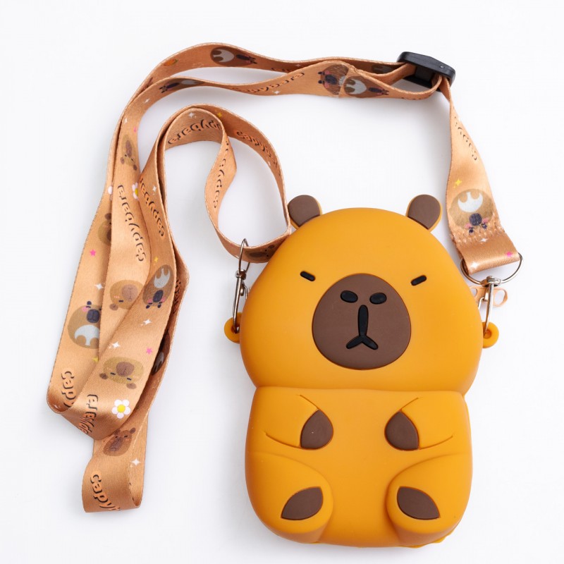 Дитяча силіконова сумка Капібара 13×9×3 (см) через плече Коричневий HP-55-3BR