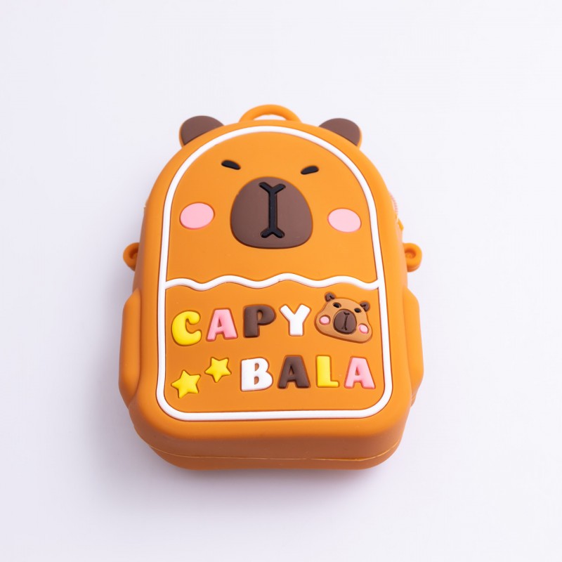 Дитяча силіконова сумка Капібара 12×10×3 (см) через плече Коричневий HP-55-2BR